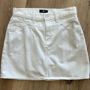 7 For All Mankind White Denim Miniskirt